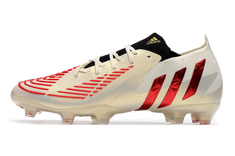 Chuteira Campo Adidas Predator Edge.1 FG Off-White e Vermelha "Showdown Pack"