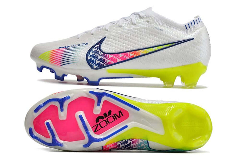 Chuteira Campo Nike Air Zoom Mercurial Vapor 15 Elite FG Branca e Colorido