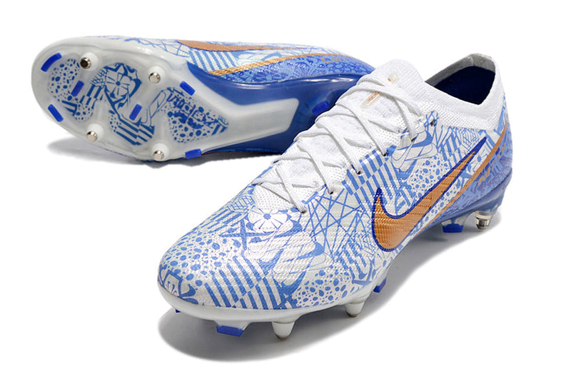 Chuteira Campo Nike Air Zoom Mercurial Vapor 15 Elite Ponta de Aluminio Azul "CR7"