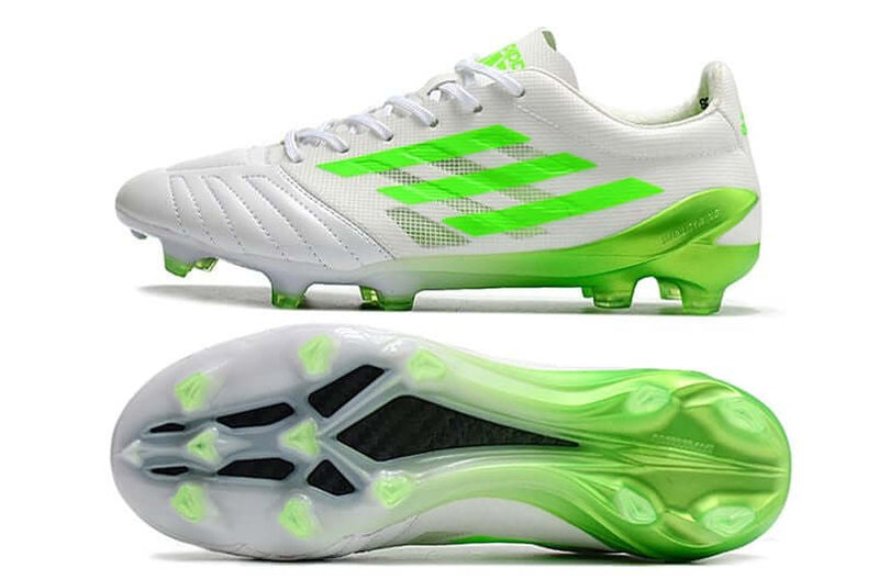 Chuteira Campo Adidas X SpeedPortal 99 Leather.1 FG Branca e Verde