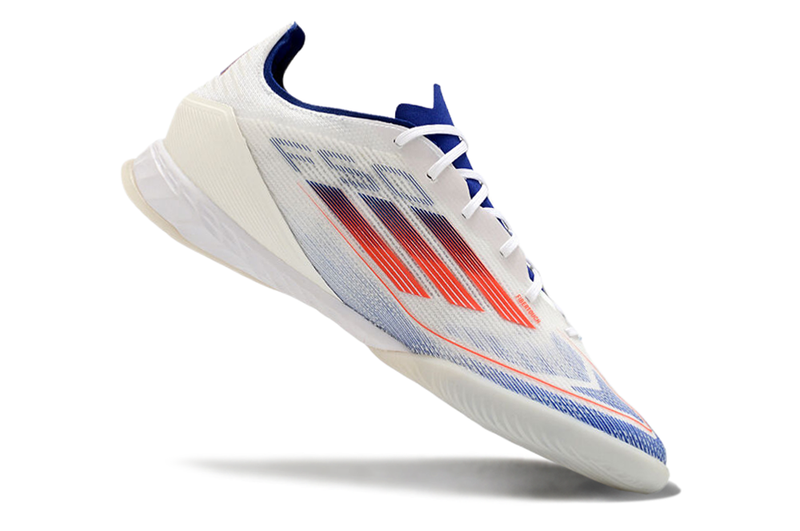 Chuteira Futsal Adidas F50 IC Branca, Azul e Vermelha "Advancement Pack"