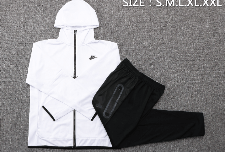 Conjunto de Moletom Nike Sportswear Tech Fleece com Touca Branco e Preto