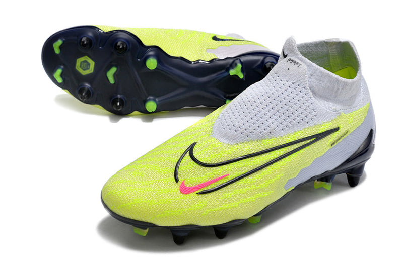 Chuteira Campo Nike Phantom GX DF Elite Ponta de Aluminio Cinza e Verde "Luminous Pack"