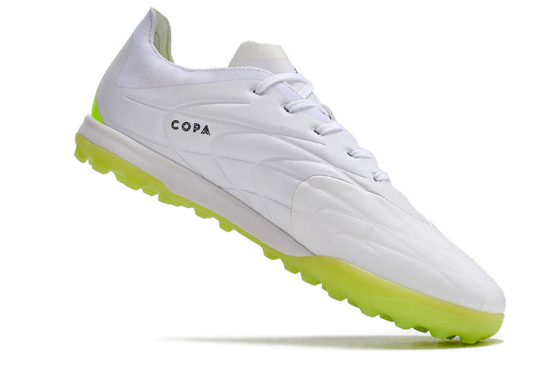 Chuteira Society Adidas Copa Pure.1 TF Branca e Verde "Crazyrush Pack"