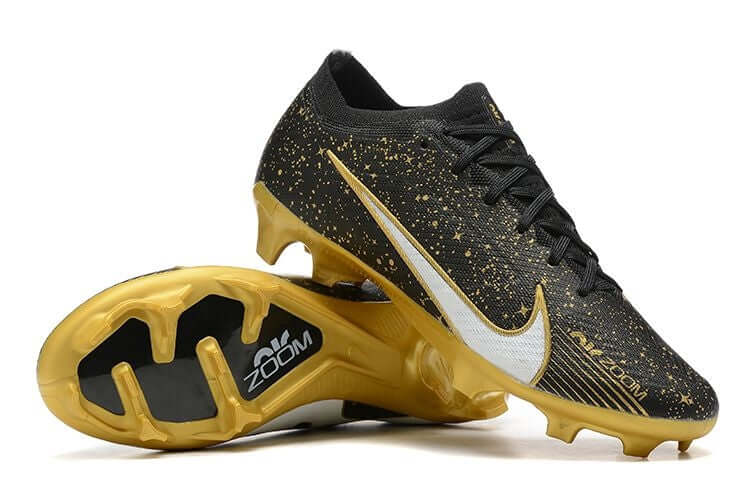 Chuteira Campo Nike Air Zoom Mercurial Vapor 15 Elite FG Preto e Dourado