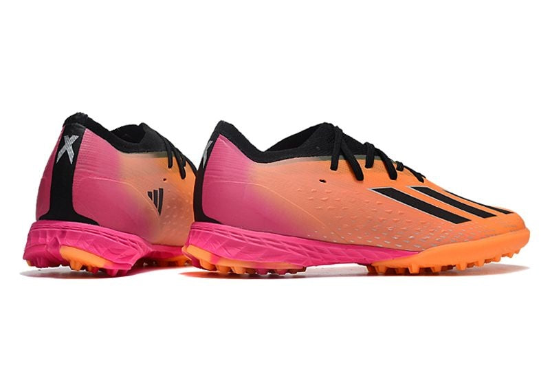 Chuteira Society Adidas X SpeedPortal.1 TF Laranja, Rosa e Preto