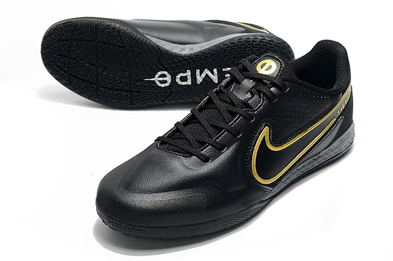 Chuteira Futsal Nike Tiempo Legend 9 Elite IC Preto e Dourado