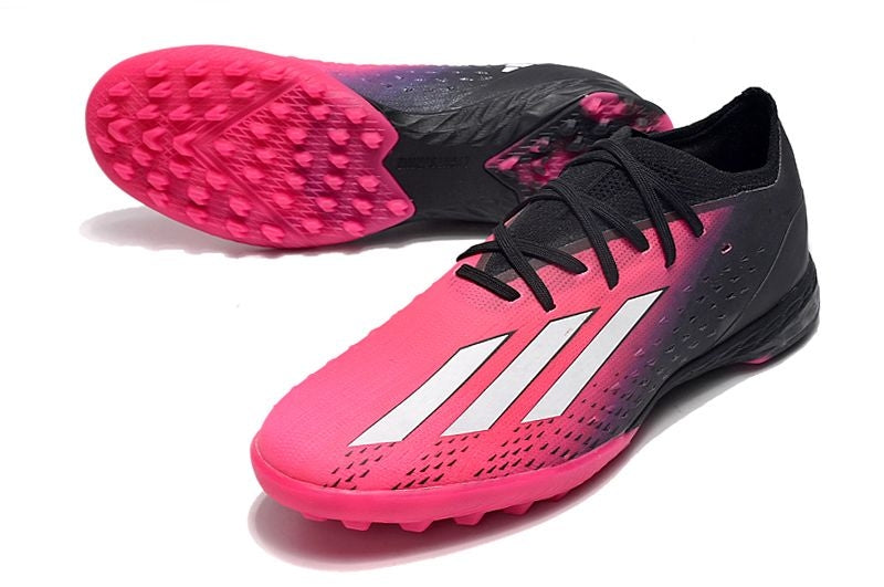 Chuteira Society Adidas X SpeedPortal.1 TF Rosa e Preto "Own You Football Pack"