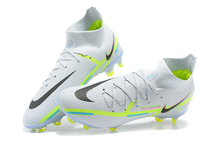 Chuteira Campo Nike Phantom GT2 DF Elite FG Branca e Verde "Progress Pack"