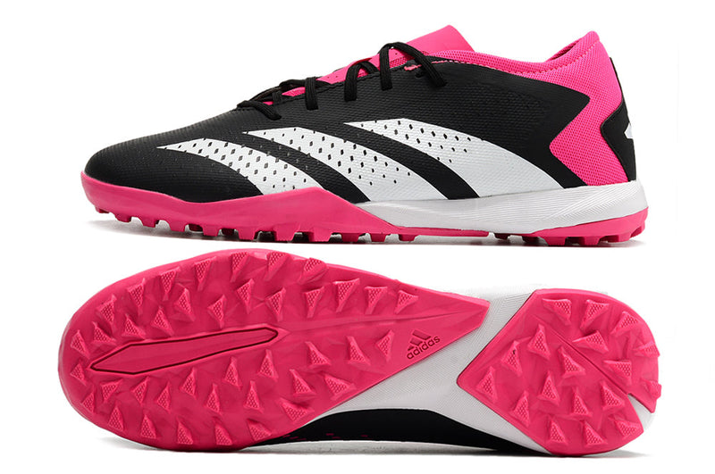 Chuteira Society Adidas Predator Accuracy.1 TF Low Preta e Rosa "Own You Football Pack"