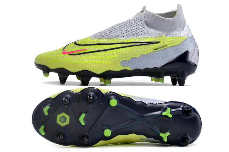 Chuteira Campo Nike Phantom GX DF Elite Ponta de Aluminio Cinza e Verde "Luminous Pack"