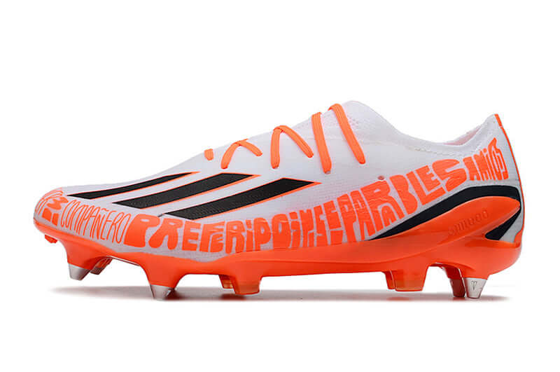 Chuteira Campo Adidas X Speedportal Messi.1 Ponta de Aluminio Branca e Laranja "Balon te Adoro Pack"