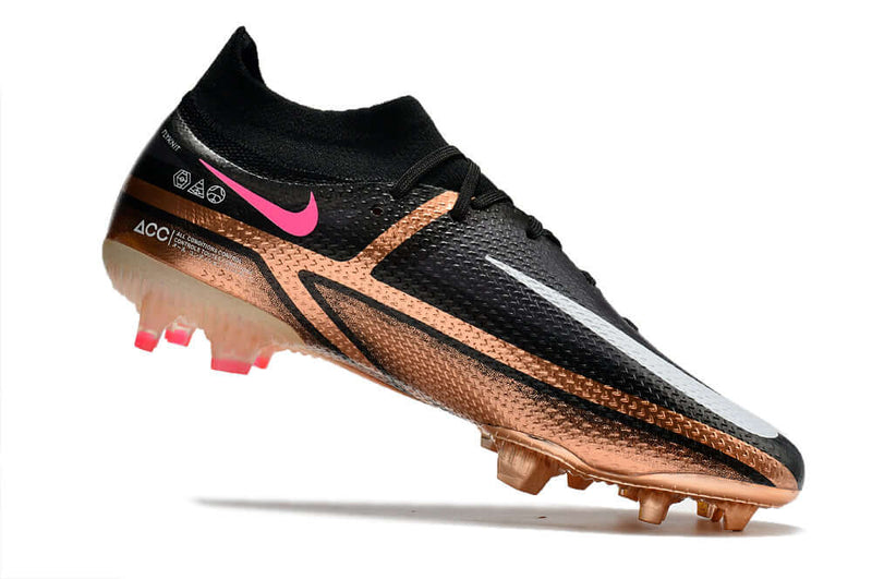 Chuteira Campo Nike Phantom GT2 DF Elite FG Preta e Cobre "Generation Pack"