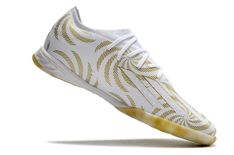 Chuteira Futsal Adidas X Speedportal.1 IC Branca e Dourada "Benzema Ballon d'Or"