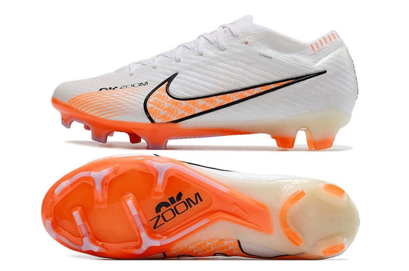 Chuteira Campo Nike Air Zoom Mercurial Vapor 15 Elite FG Branca e Laranja