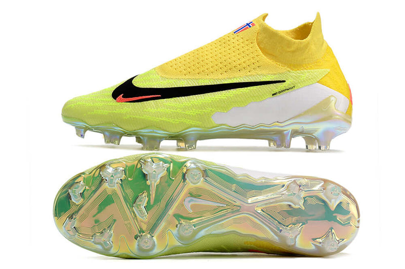 Chuteira Campo Nike Phantom GX DF Elite FG Amarela e Verde "Haaland"