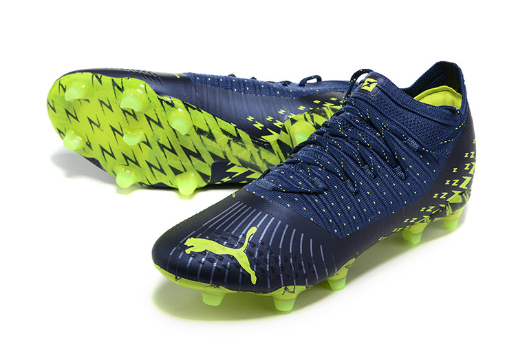 Chuteira Campo Puma Future Z 1.4 FG Azul e Verde "Fastest Pack"