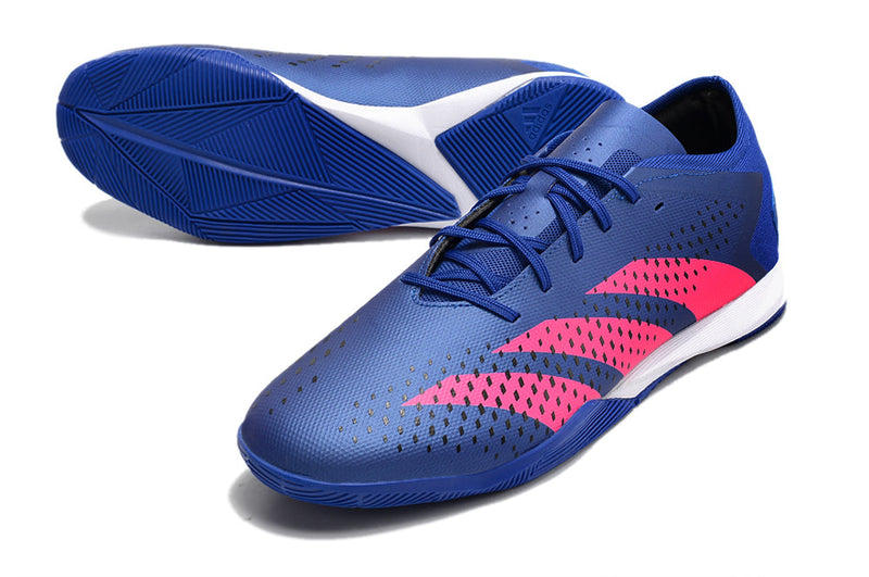 Chuteira Futsal Adidas Predator Accuracy.1 IC Low Azul e Rosa "Pogba"