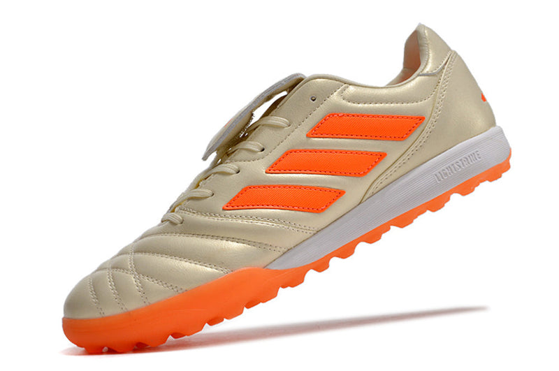 Chuteira Society Adidas Copa Gloro TF Bege e Laranja