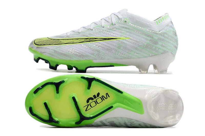 Chuteira Campo Nike Air Zoom Mercurial Vapor 15 Elite FG Branca e Verde