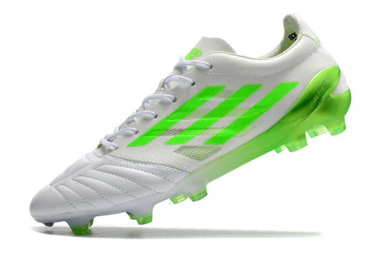 Chuteira Campo Adidas X SpeedPortal 99 Leather.1 FG Branca e Verde