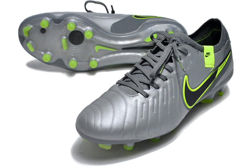 Chuteira Campo Nike Tiempo Legend 10 Elite FG Cinza, Preta e Verde