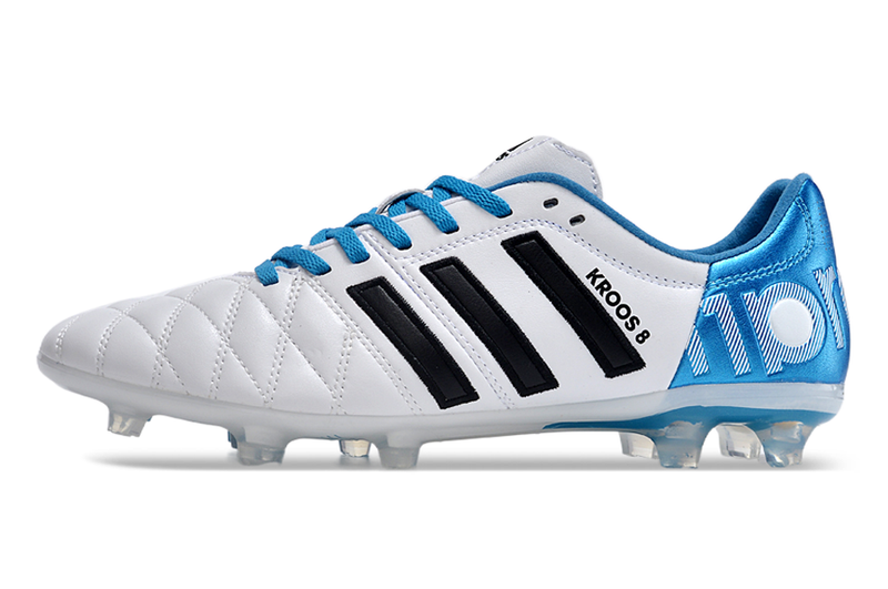 Chuteira Campo Adidas AdiPure 11 Pro FG Branca e Azul "Toni Kroos"