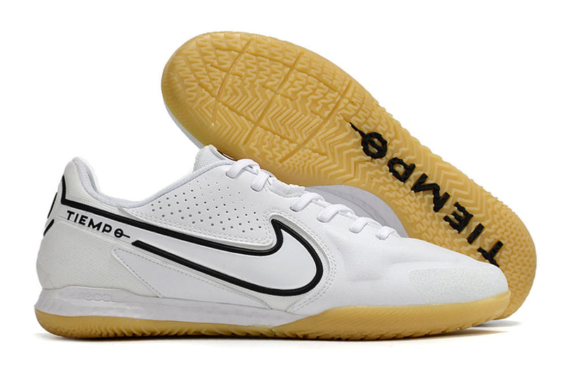 Chuteira Futsal Nike Tiempo Legend 9 Elite IC Branca e Preta