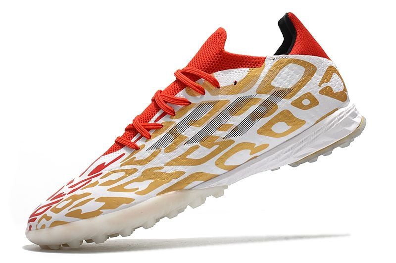 Chuteira Society Adidas X SpeedFlow.1 TF Dourada e Laranja