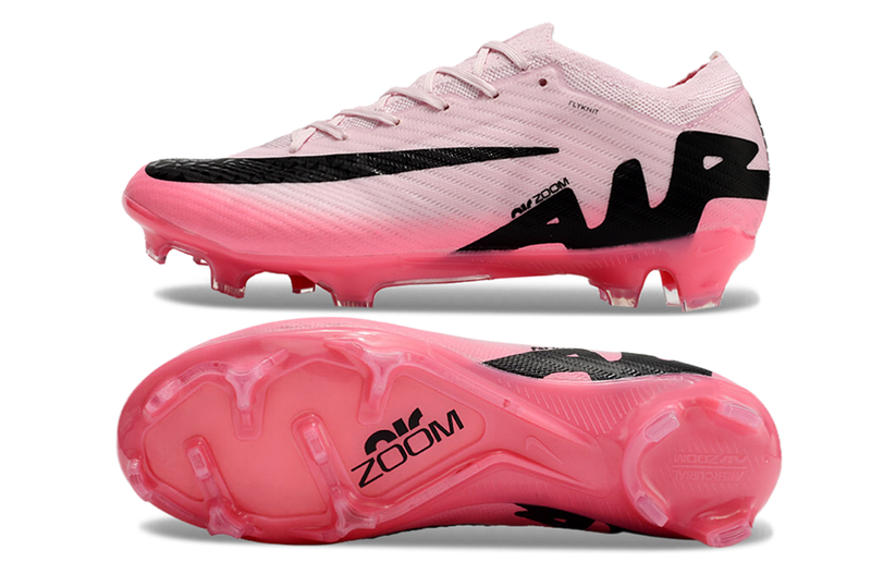 Chuteira Infantil Campo Nike Air Zoom Mercurial Vapor 15 Elite FG Rosa e Preto "Mad Brilliance Pack"