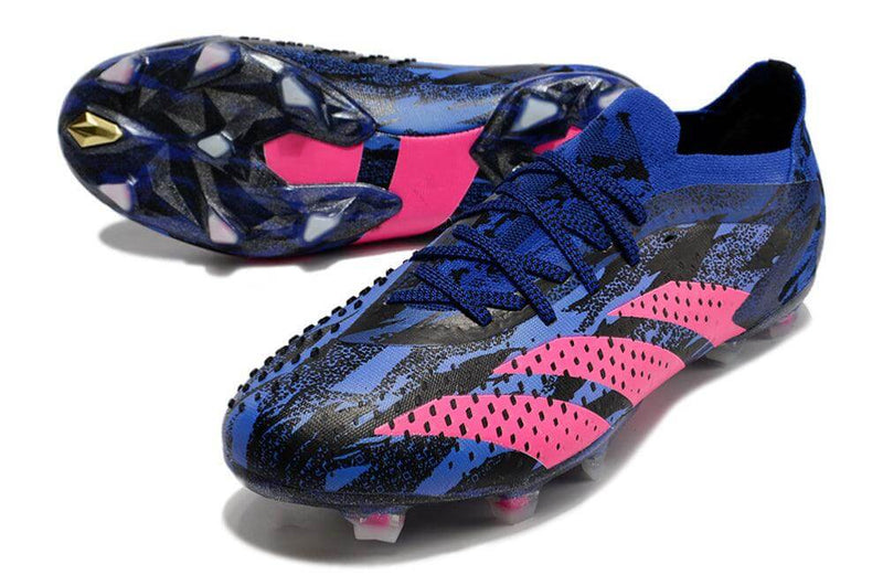 Chuteira Campo Adidas Predator Accuracy.1 FG Low Azul e Rosa "Pogba"