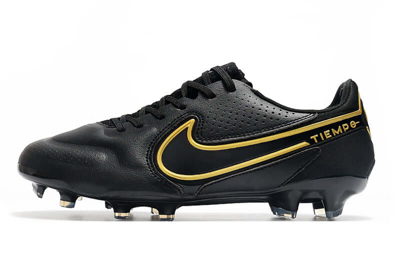 Chuteira Campo Nike Tiempo Legend 9 Elite FG Preta e Dourada "Shadow Pack"