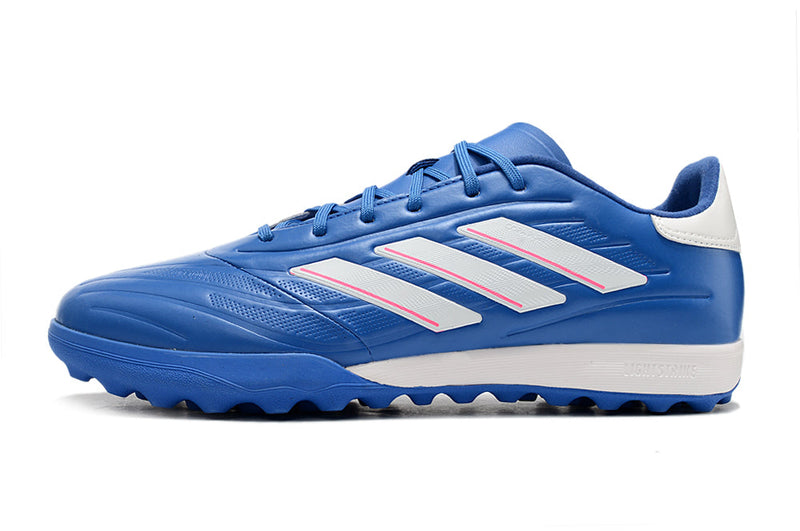 Chuteira Society Adidas Copa Pure.1 TF Azul e Branco "Marinerush Pack"