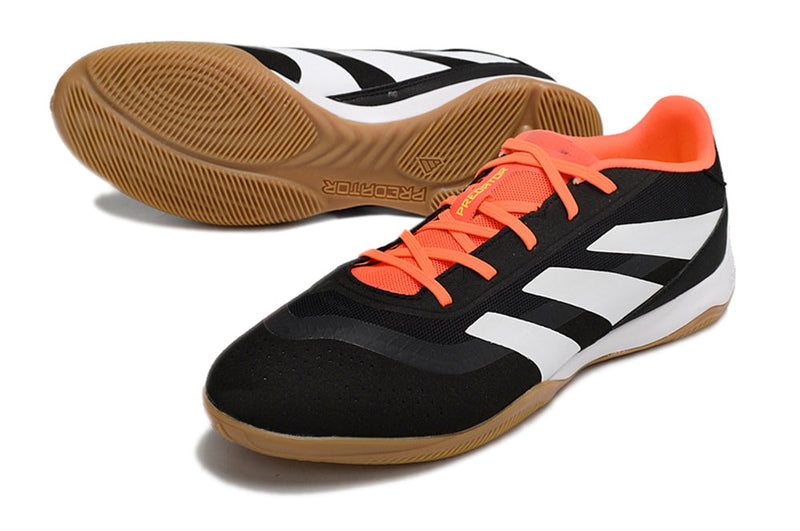 Chuteira Futsal Adidas Predator 24 Elite IC Preta, Laranja e Branca "Solar Energy"