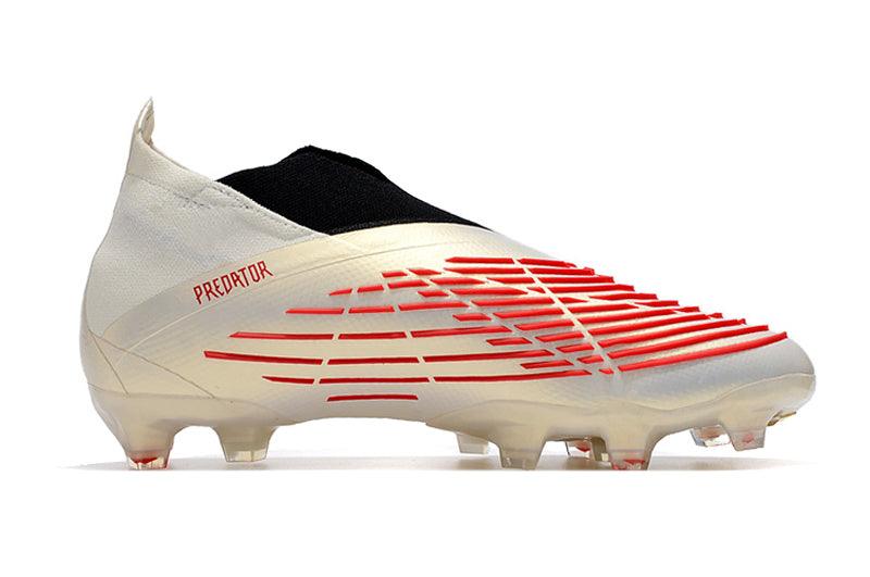 Chuteira Campo Adidas Predator Edge+ FG Off-White e Vermelho "Showdown Pack"