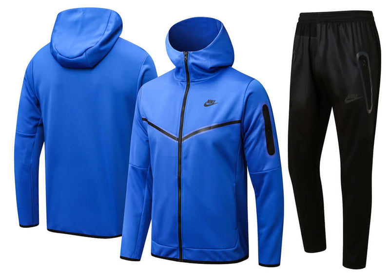 Conjunto de Moletom Nike Sportswear Tech Fleece com Touca Azul e Preto