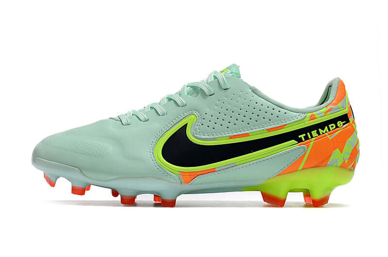 Chuteira Campo Nike Tiempo Legend 9 Elite FG Verde e Laranja "Bonded Pack"