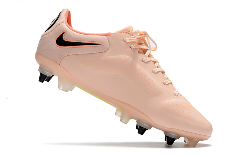 Chuteira Campo Nike Tiempo Legend 9 Elite Trava Mista Rosa e Amarelo "Lucent Pack"