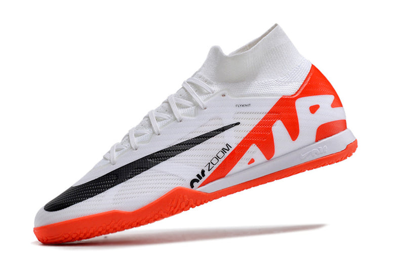 Chuteira Futsal Nike Air Zoom Mercurial Superfly 9 Elite IC Branca e Laranja "Ready Pack"