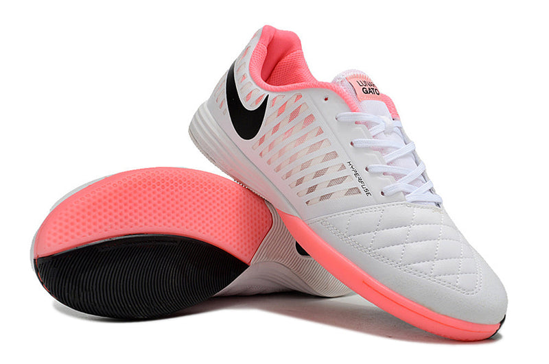 Chuteira Futsal Nike Lunar Gato II IC Branca, Rosa e Preta