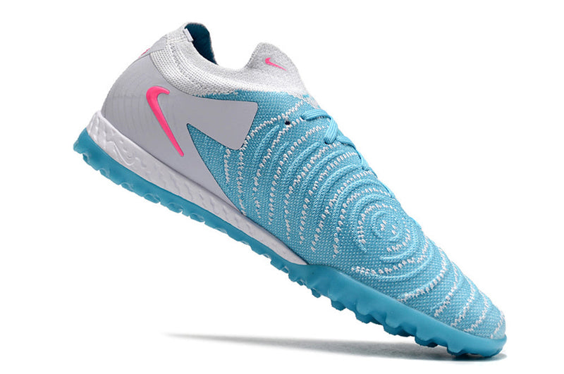 Chuteira Society Nike Phantom GX 2 Elite TF Cinza, Azul e Rosa