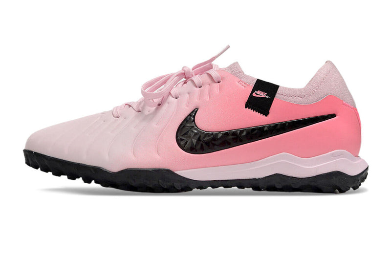 Chuteira Society Nike Tiempo Legend 10 Pro TF Rosa e Preto "Mad Brilliance Pack"