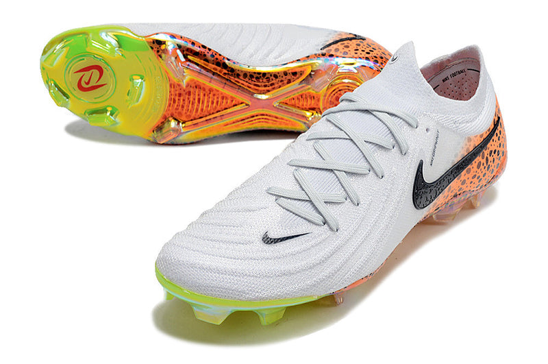 Chuteira Campo Nike Phantom GX 2 Elite FG Branca, Preta e Laranja "Electric Pack"