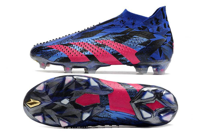 Chuteira Campo Adidas Predator Accuracy+ FG Azul e Rosa "Pogba"