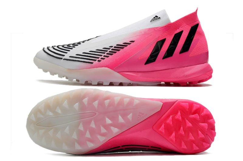 Chuteira Society Adidas Predator Edge+ TF Branca e Rosa "Beckham"