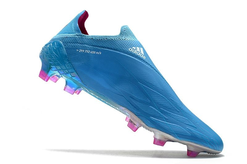 Chuteira Campo Adidas X SpeedFlow+ FG Azul e Rosa "Sapphire Edge Pack"