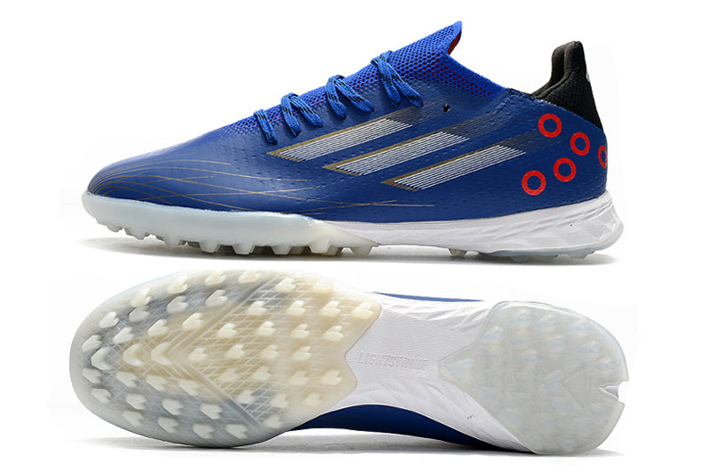 Chuteira Society Adidas X Speedflow.1 TF Azul e Branca