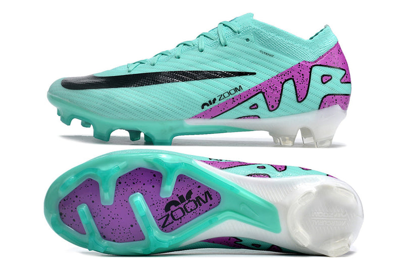 Chuteira Campo Nike Air Zoom Mercurial Vapor 15 Elite FG Verde e Roxa "Peak Ready Pack"