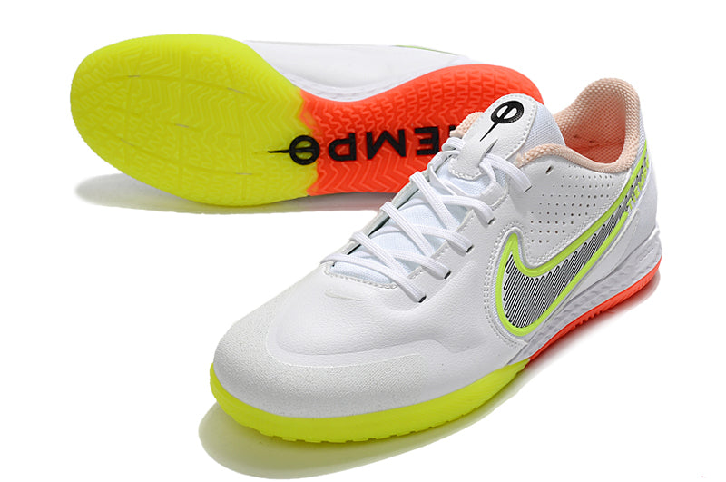 Chuteira Futsal Nike Tiempo Legend 9 Elite IC Branca e Laranja