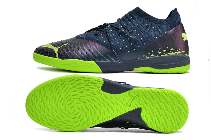 Chuteira Futsal Puma Future Z 1.3 IC Azul e Verde "Fatest Pack"